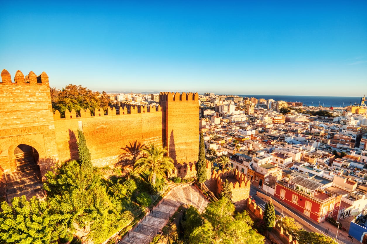 Alcazaba de Almeria Walls with Almeria City in the Background