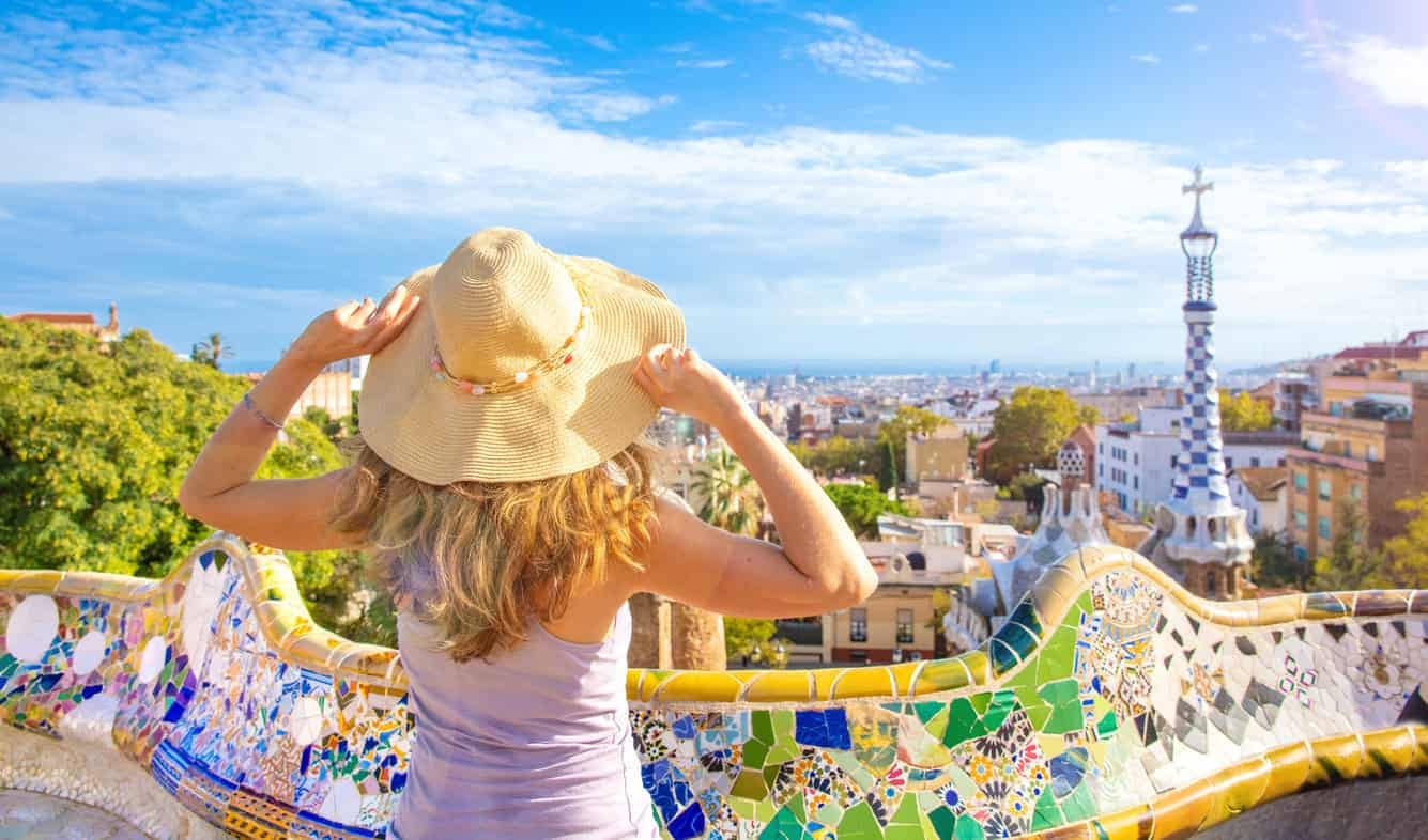 tour tourism in Barcelona, Guell park city landscape view in Spain -What to Wear in Barcelona Summer: Hot Weather, Cool Looks