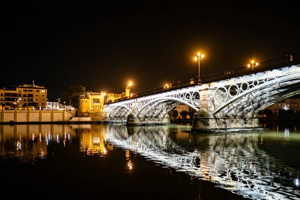 Triana Bridge over the Guadalquivir River in Sevilla, Spain